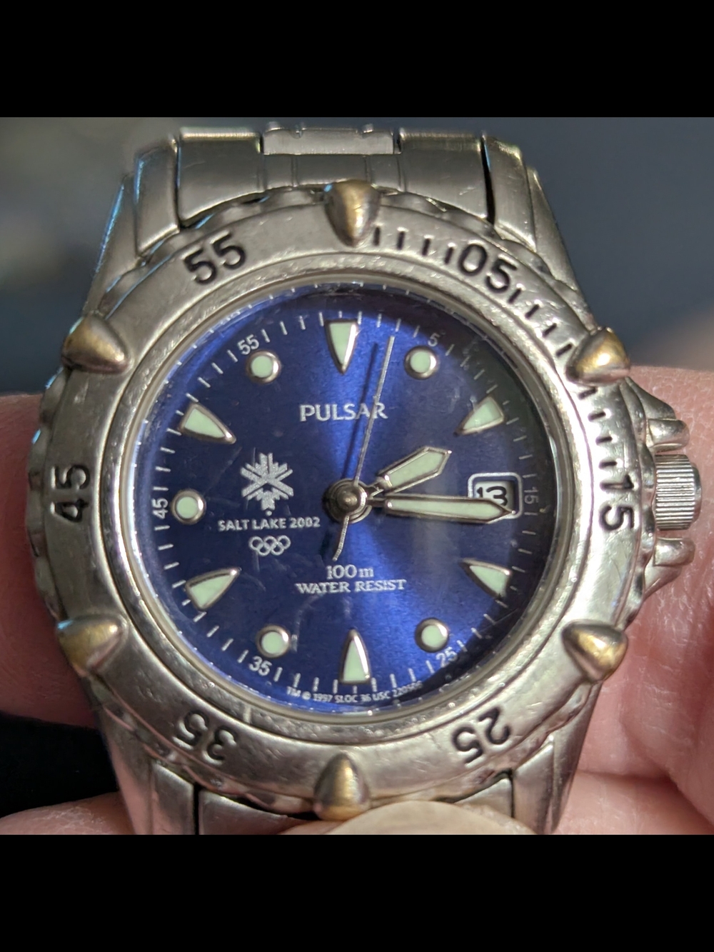 Pulsar Salt Lake 2002 Olympic Blue Dial Stainless Dive Watch